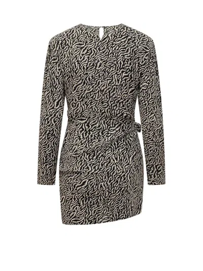 Isabel Marant Étoile Dulce Printed Gathered Minidress In Black