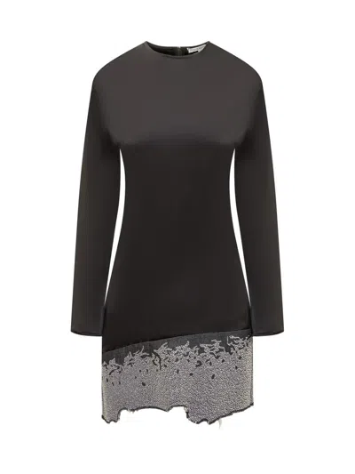 Jw Anderson J.w. Anderson Glitter-embellished Satin Minidress In Black