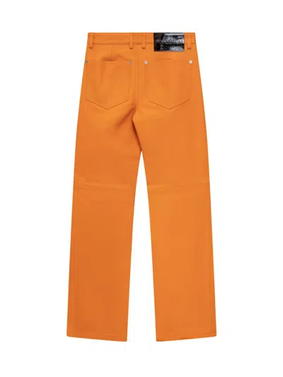 Jw Anderson Orange Leather Pant In Orange