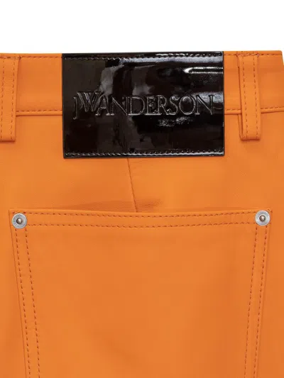 Jw Anderson Orange Leather Pant In Orange