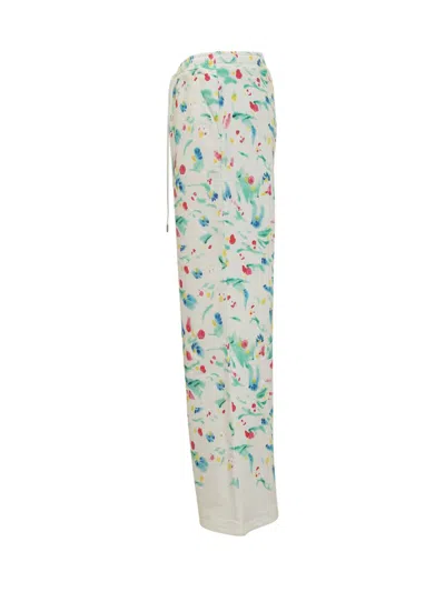 Marni Logo Patch Motif Printed Pants In White