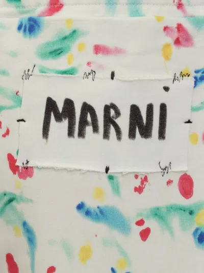 Marni Logo Patch Motif Printed Pants In White