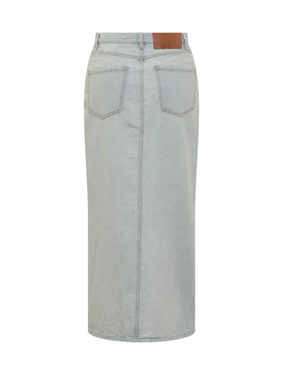 Msgm Abraded Skirt In Blue