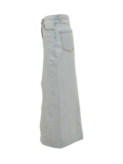 Msgm Abraded Skirt In Blue