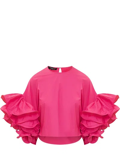 Rochas Pink Sleeve Top Tops Fuchsia In Purple