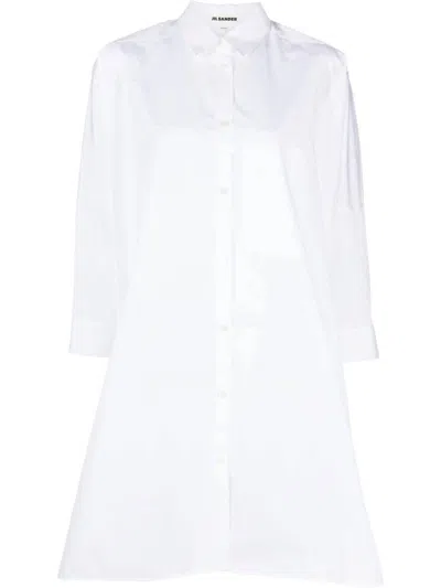 Jil Sander A-line Shirt Dress In White