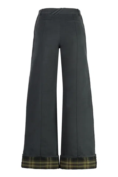 Burberry Cotton Blend Trousers In Gray