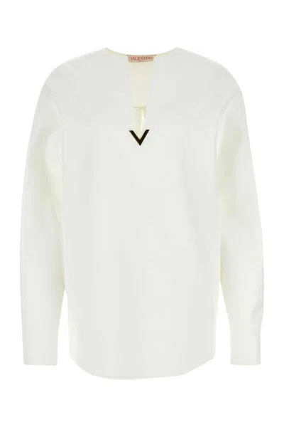 Valentino Garavani White Cotton Blend Blouse In White