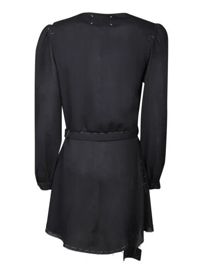 Maison Margiela Peter Pan-collar Wool Minidress In White/black