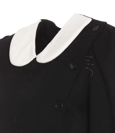 Maison Margiela Peter Pan-collar Wool Minidress In White/black