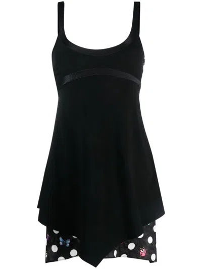 Versace Dua Lipa Envers Satin Mini Dress In Black