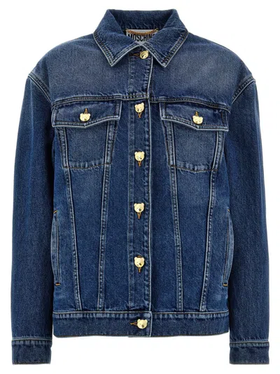 Moschino 'teddy' Jacket With Buttoned Cuffs And Pockets In Blue