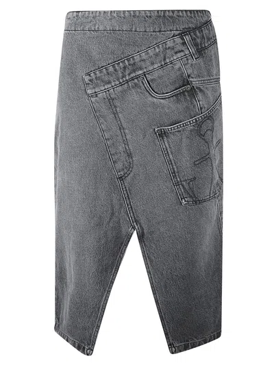 Jw Anderson Twisted Midi Skirt In Grey