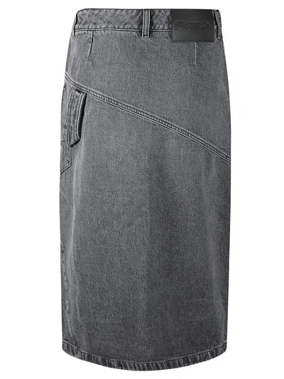 Jw Anderson Twisted Midi Skirt In Grey