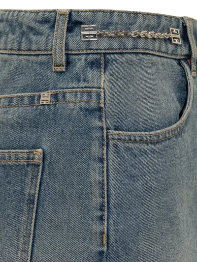 Givenchy Mini Skirt In Denim With Chain Details In Blue
