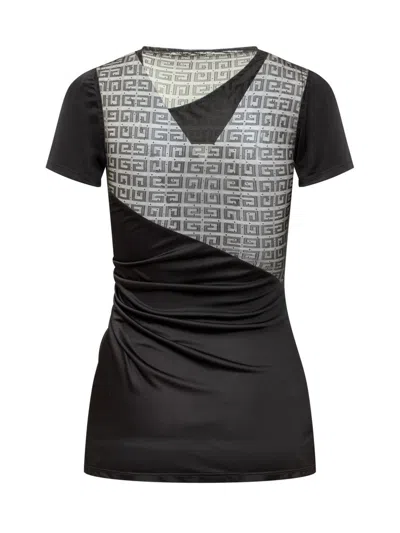 Givenchy 4g Mesh Draped Top In Black