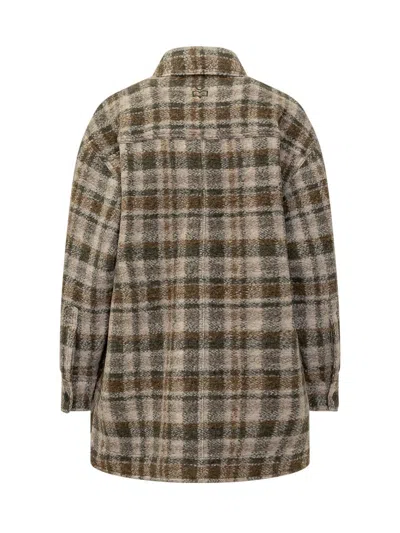 Isabel Marant Étoile Cappotto Harveli In Misto Poliestere Ricamato Donna In Green