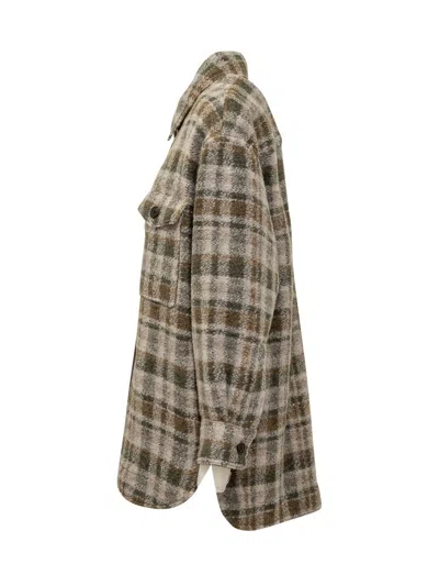 Isabel Marant Étoile Cappotto Harveli In Misto Poliestere Ricamato Donna In Green