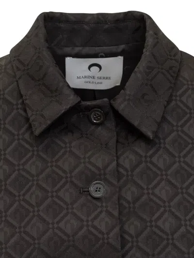 Marine Serre Moon Diamant-jacquard Cropped Jacket In Black