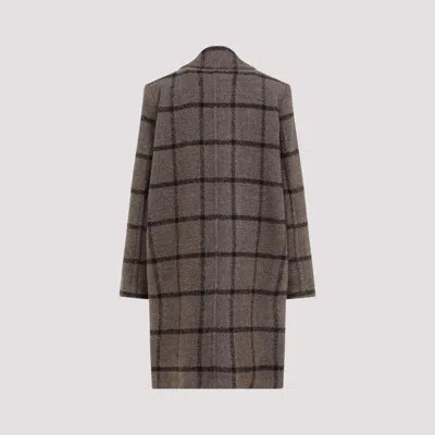 Patou Grey Checkerboard Wool Soft Tailored Coat In Grey