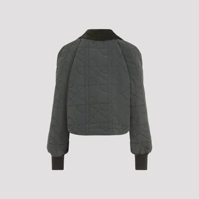 Patou Quilted Velvet Collar Cropped Blouson In Green