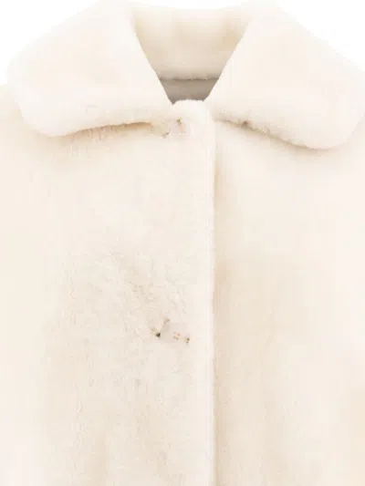 B&w Shearling Reversible Coat In White