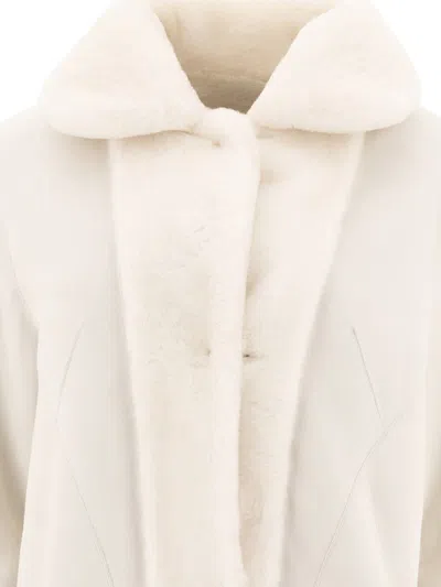 B&w Shearling Reversible Coat In White