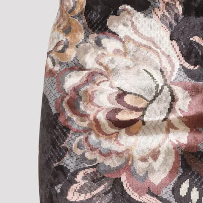 Etro Floral Crushed Velvet Backless Gown In Grey