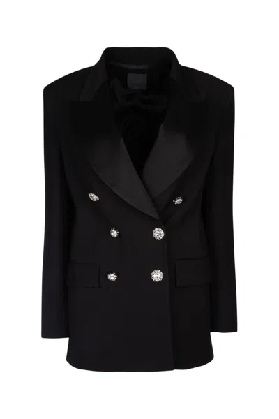 Pinko Vallini Double Layers Dyagonal Jacket In Nerolimousine