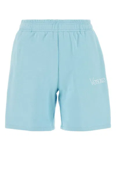 Versace 1978 Re-edition Brushed Jersey Shorts In Blue