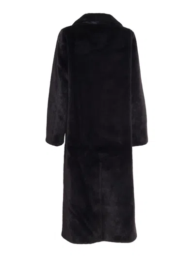 Michael Kors Black Double-breasted Coat In Blue