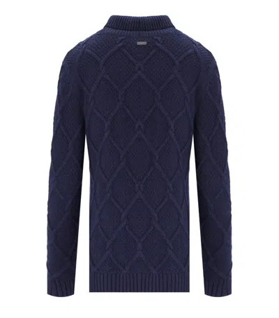 Barbour Burne Roll Blue Turtleneck Sweater In Blue