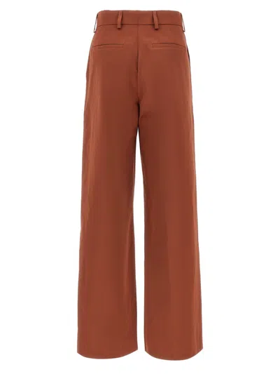 Dries Van Noten High Waist Wide Leg Trousers With Back Pockets In Red