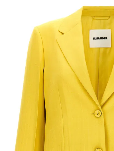 Jil Sander Tailored Blazer With Flap Pockets And Vent In Green