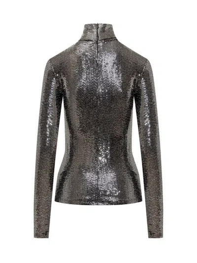 Isabel Marant Joyela Shiny Jersey Turtleneck In Black