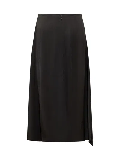 Jil Sander Black Elastic Knit Midi Skirt In Black
