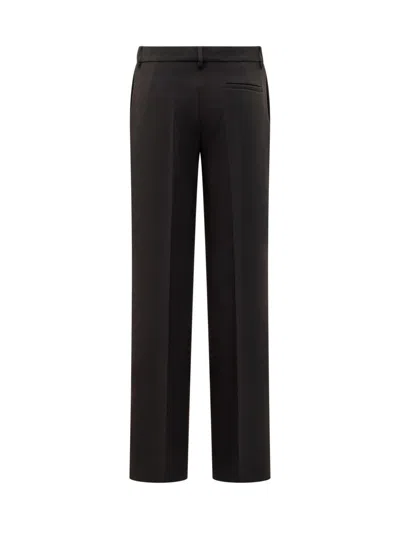 Msgm High Waist Straight Leg Trousers In Black