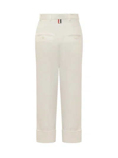 Thom Browne Pressed-crease Tapered Trousers In White
