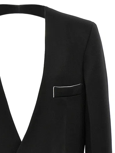 Victoria Beckham Shrunken Collarless Open-back Blazer And Suits In Black