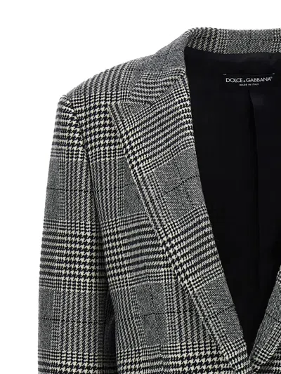 Dolce & Gabbana Grey Single-breasted Jacket With Peak Revers In Wool And Cashmere Woman In Multicolor