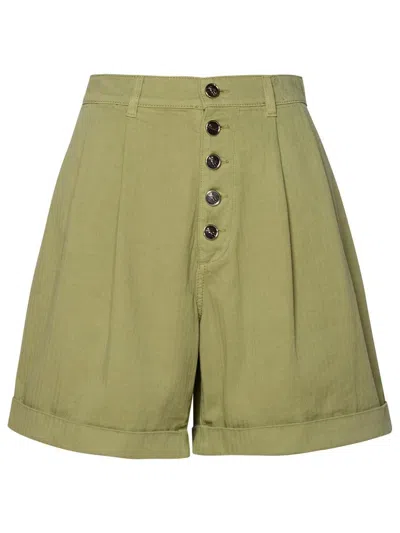 Etro Buttoned Cotton Bermuda Shorts In Green