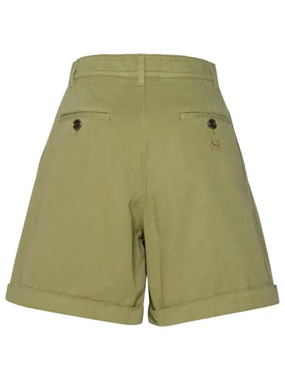 Etro Buttoned Cotton Bermuda Shorts In Green
