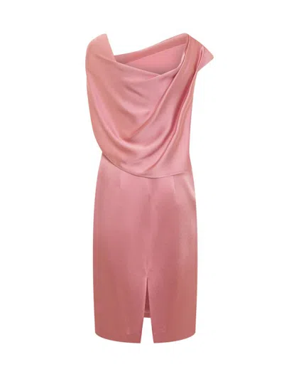 Givenchy Cape-detailed Satin Midi Dress In Flamingo