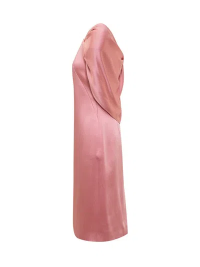 Givenchy Cape-detailed Satin Midi Dress In Flamingo