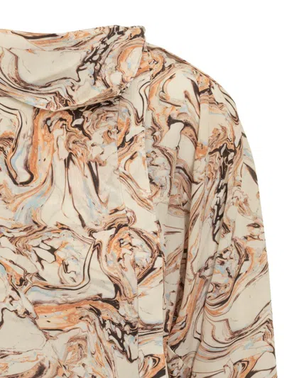 Isabel Marant Tiphaine Marble-print Silk Blouse In Beige
