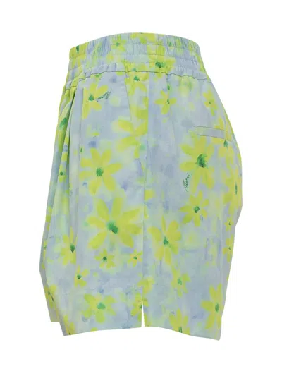 Marni Watercolour Floral-pattern Cotton Shorts In Blue