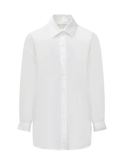Palm Angels Monogram Embroidered Loose Shirt In White