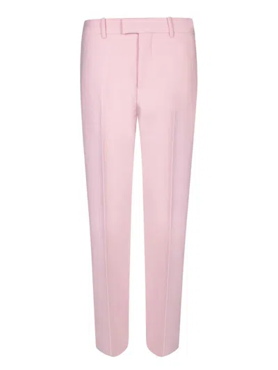 Burberry Wool Cigarette Pants With Pleats In Pink