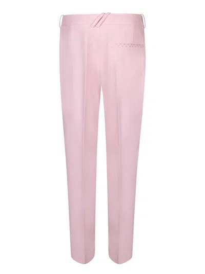 Burberry Wool Cigarette Pants With Pleats In Pink