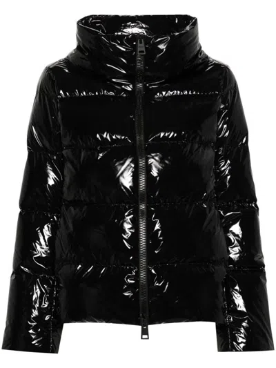 Herno Glossy Puffer Jacket With Down Feather Insulation And Silhouette In Black